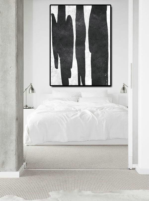 Wall Art Painting,Black And White Minimal Painting On Canvas - Abstract Painting For Home